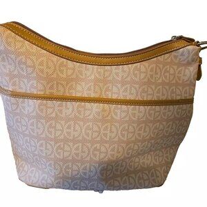 Giani bernini Block Signature Hobo Purse medium size in cream and tan color
